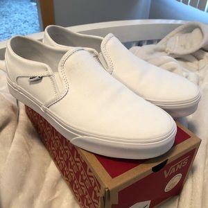 White Slip On Vans